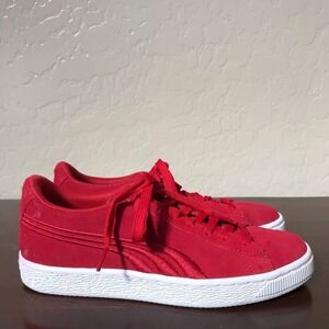 Puma Unisex Kids Suede Classic Badge Sneakers Red 362951-03 Lace Up Low Top 6 C